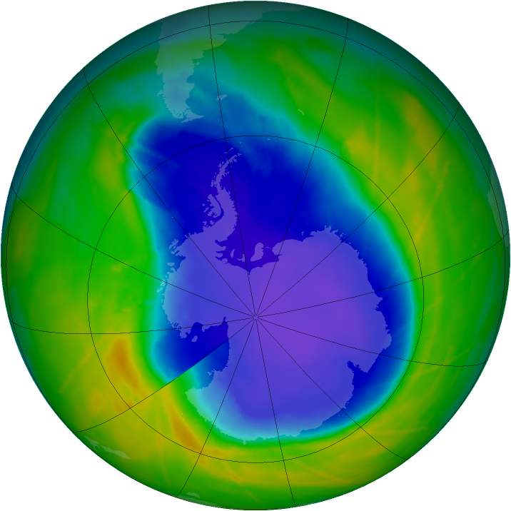 Antarctic ozone map for 19 October 2010